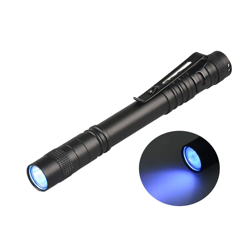 Mini Lanterna Uv Portátil com Clipe de Caneta, À Prova D'água, Luz Uv e Azul MDUG (longa)