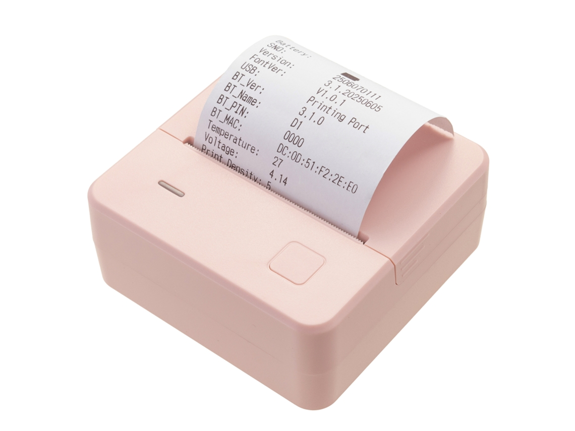 58mm Mini Portátil Doméstico Bluetooth Termo Impressora, Rosa