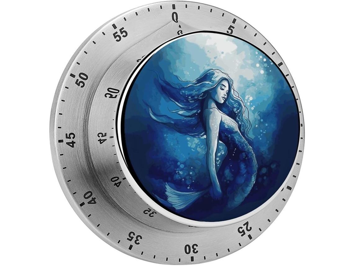 Temporizador Visual Magnético De Sereia Azul Para Cozinha