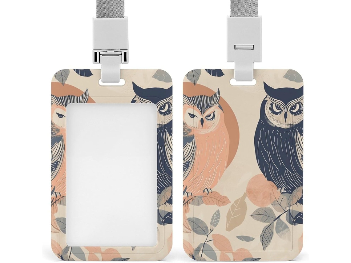 Porta Crachá Two Owls, Protetor De Cartão Vertical Com Cordão, Capa Plástica Impermeável, Porta Cartões De Visita