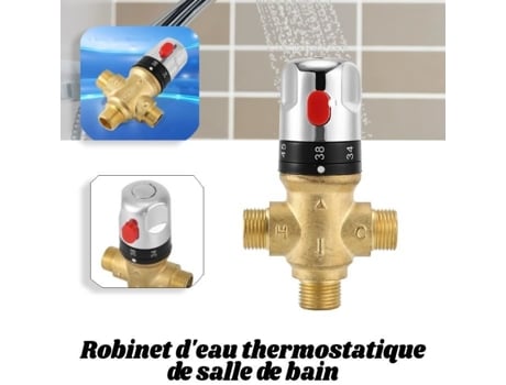 Torneira misturadora termostática fixa de latão - TBEST - G1/2 - 20-50 °C - Cromo - Brilhante TBEST