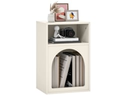 Mesa de Cabeceira Mdf Cor Creme Branco 40x30x60 cm Homcom