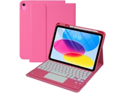 Capa Com Teclado Para Ipad Air11(m4/m3/m2)/air4/air5 Geração, Retroiluminação Em Cores Do Arco-íris, Teclado Destacável Rosa Choque Hexinyigjly
