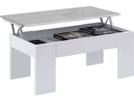 Mesa de Centro FORES Elevatoria  (Branco Artik  - Cinzento Cimento - Melamina - 100 x 45–56 x 50 cm)