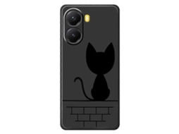 Capa Tkdaddy Para Xiaomi Redmi Turbo 4 5g / Poco X7 Pro 5g, Preta, Com Estampa De Gato Na Parede, Borda Reta, Tpu, Capa Traseira, Preta