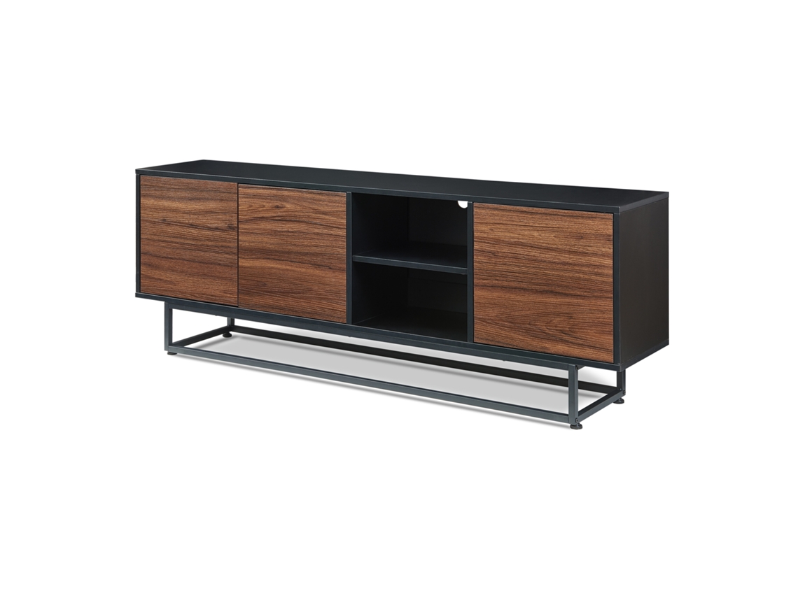 Guarda-roupa baixo Boxholm com 3 portas 160x30x57 cm Nogueira / Preto [EN.CASA]
