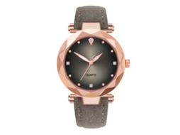 Relógio de Pulso Feminino Simples com Pulseira de Couro Pu e Movimento de Quartzo (cinza)