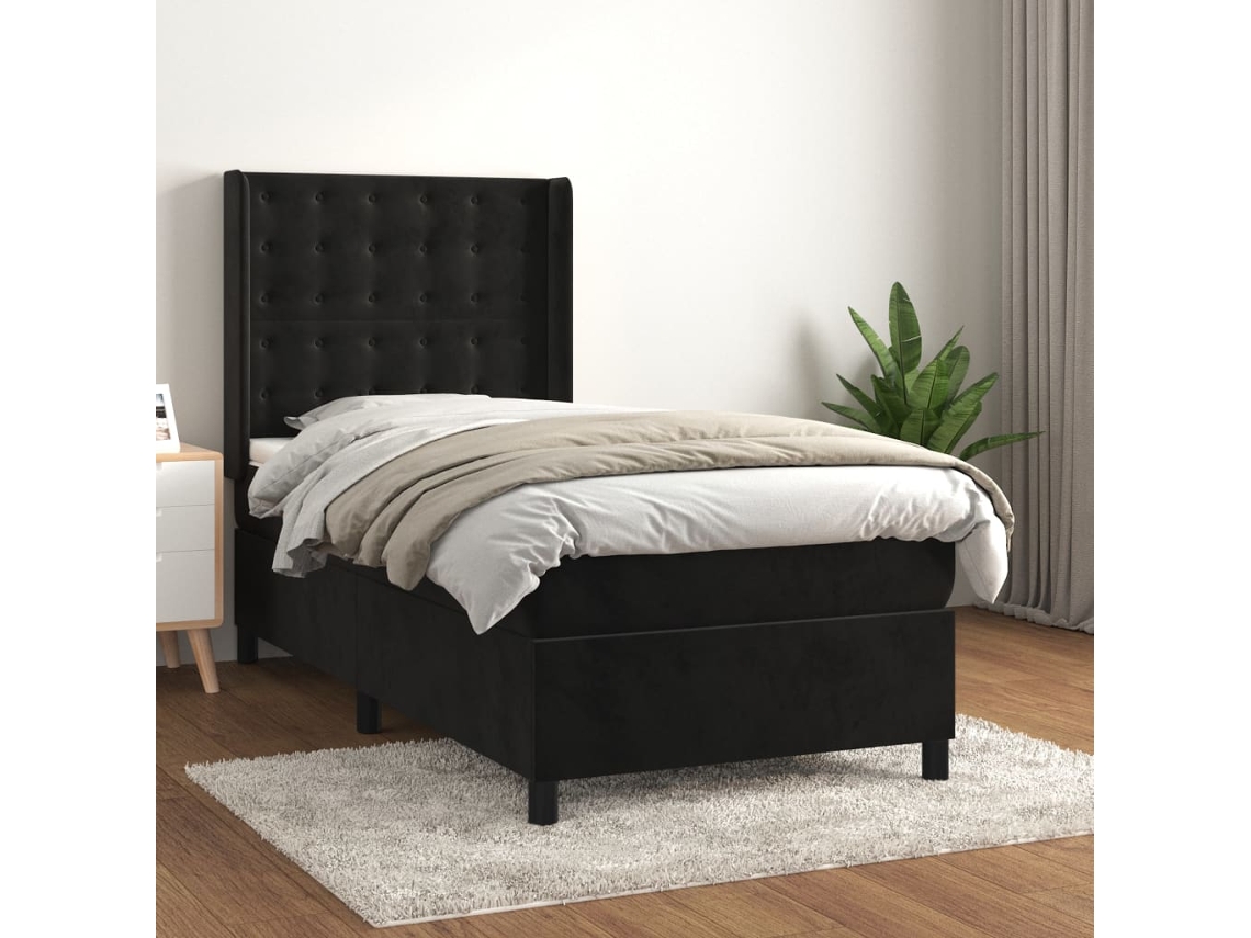 Vidaxl Cama Com Molas/colchão 80x200 Cm Veludo Preto