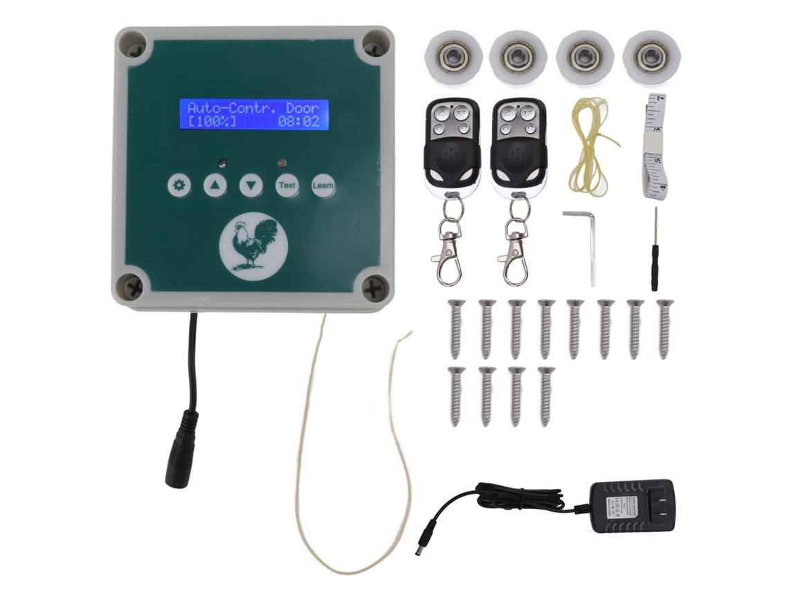 Controlador Automático de Porta de Galinheiro com sensor de luz, controle remoto IP44 S/MARCA