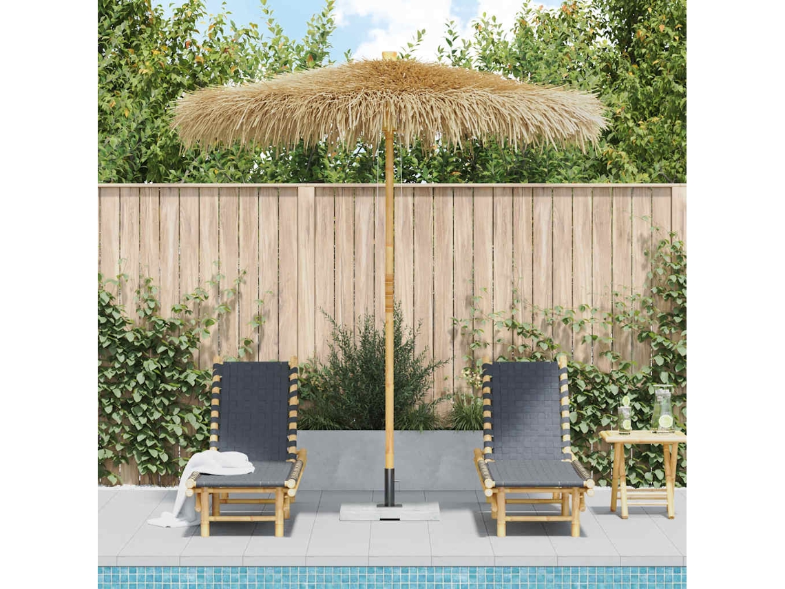 Vidaxl Guarda-sol De Bambu 270 Cm Cobertura Em Folhas De Bananeira