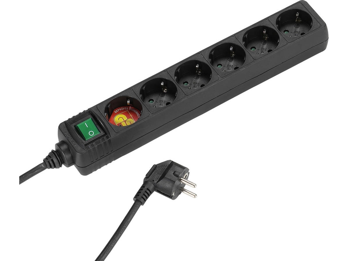 Extensão 6T VIVANCO Com Interruptor 1.4M (Preto)