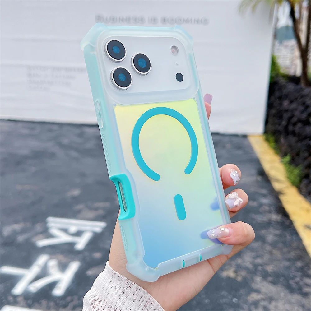(iphone 17 Pro, Azul) Capa Magnética Resistente A Impactos Para Iphone Com Proteção Dupla Para A Câmera.
