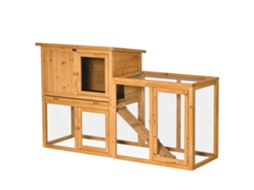 Cabana para Pequenos Animais com Recinto Externo, resistente às intempéries, 141x60x86cm | S/MARCA