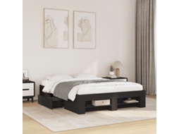 Estrutura De Cama 120x190 Cm Derivados De Madeira Preto