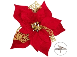 15 Flores De Navidad Artificiales Rojas Con Brillantina Para Decorar Árbol De Navidad