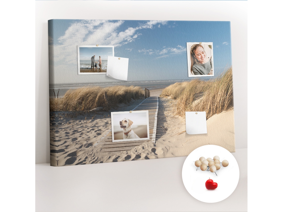 Quadro De Cortiça Com Impressão Vista De Praia Para O Corredor Espelharte (100x70 Cm)