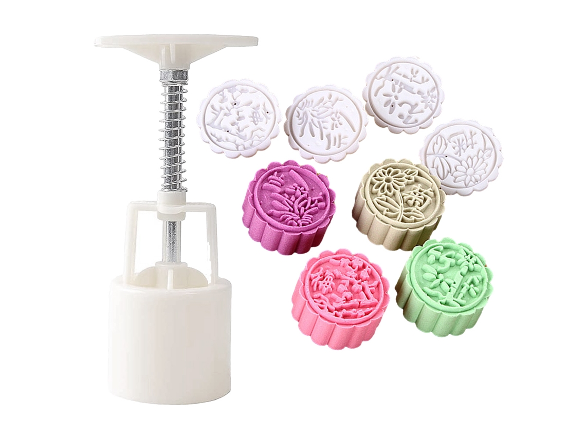 Conjunto de Moldes para Bolos de Lua Ferramenta para Fazer Bolos de Lua com Padrões Branco RNEMITERY