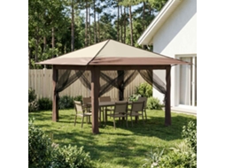 Vidaxl Gazebo Com 4 Laterais Creme E Marrom