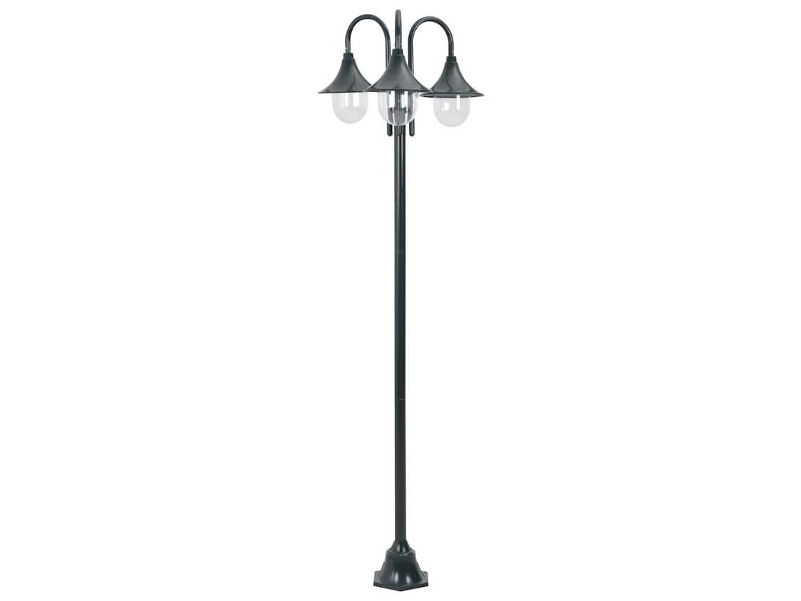 Vidaxl Candeeiro De Pé Jardim 3 Braços E27 220cm Alumínio Verde Escuro