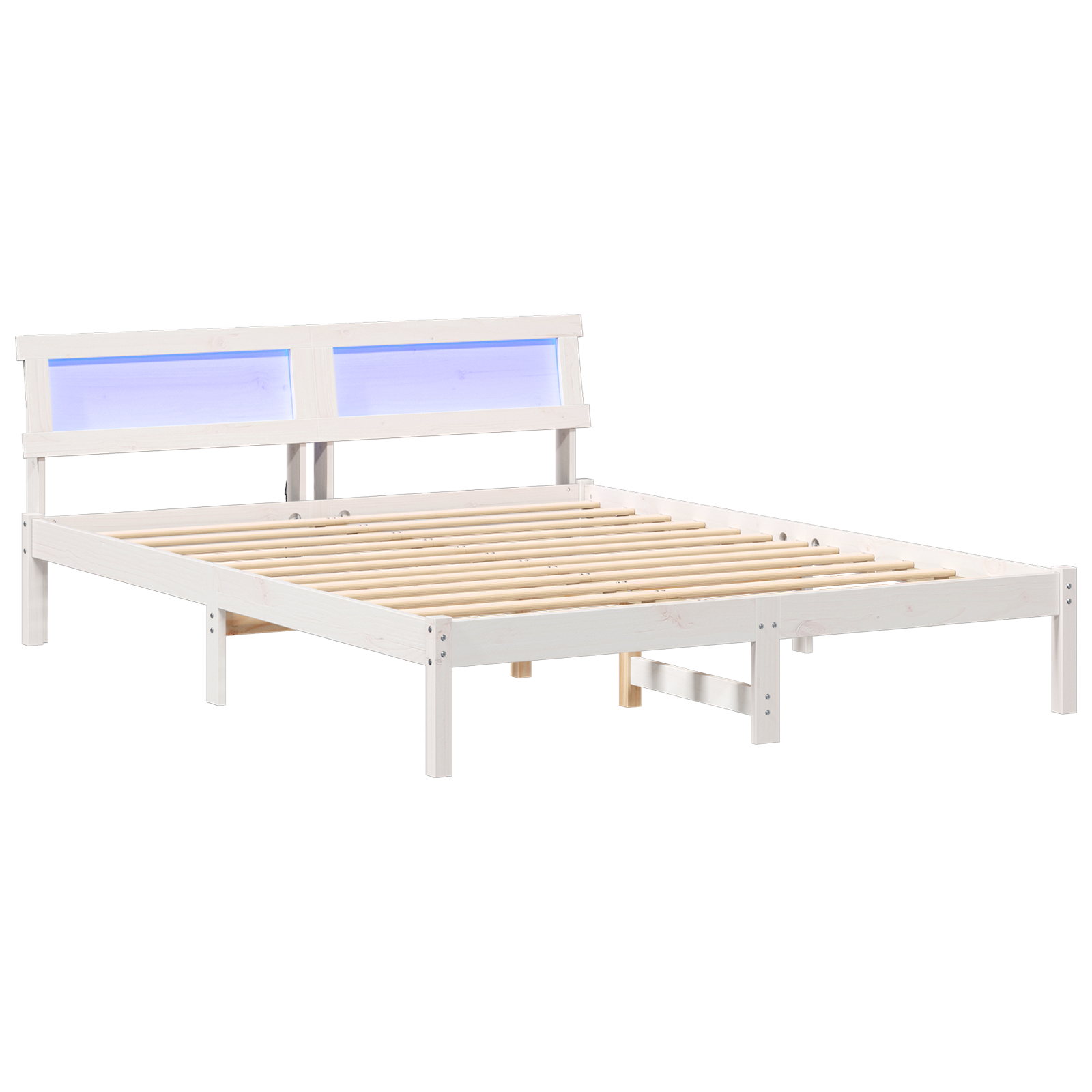 Conjunto 1 Estrutura Da Cama Vidaxl Branco Madeira De Pinho Maciça (140 X 200 Cm)