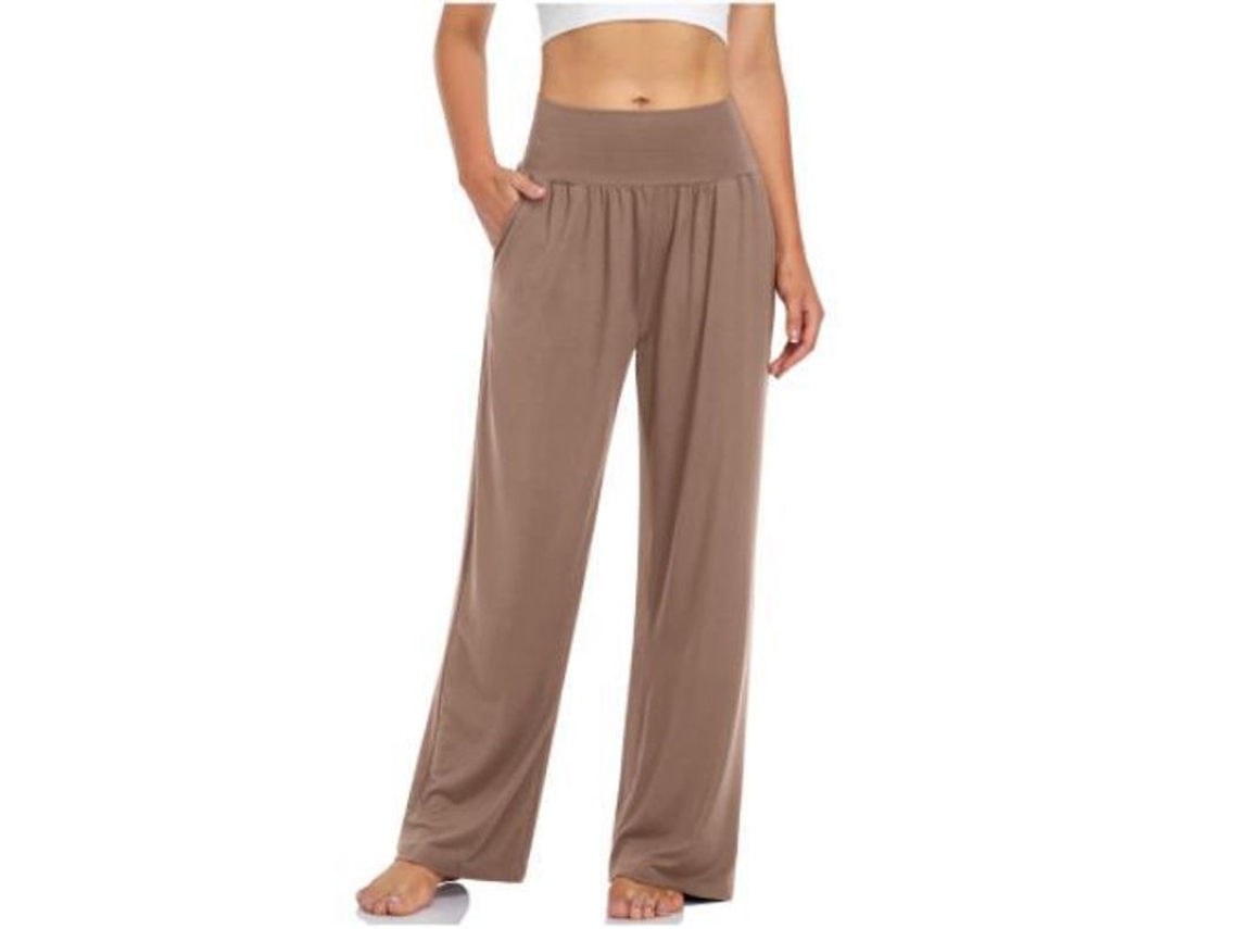 2026 pantalones Deportivos Mujer de Yoga Sueltos Alto Talle Con Bolsillos Cómodos para Entrenamiento Y Descanso S Café Claro