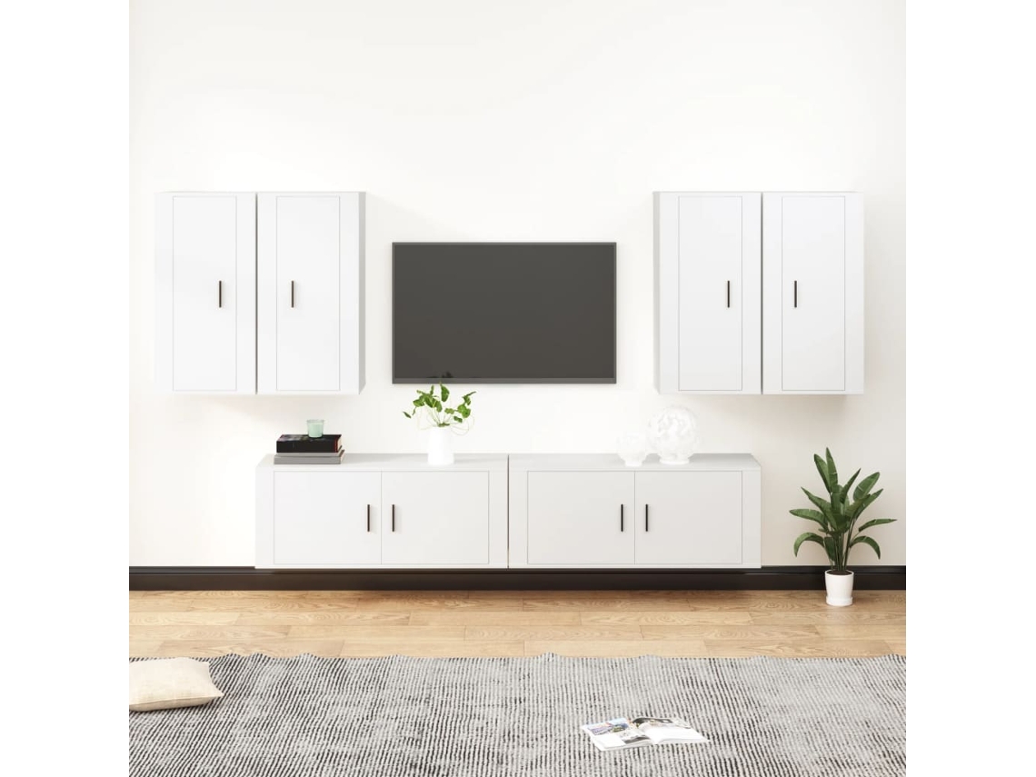 Vidaxl Conjunto Móveis de Tv 6 Pcs Madeira Processada Branco