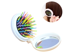 Espelho de Viagem Dobrável Escovas de Cabelo Redondas Dobráveis Bolso Escova de Cabelo Mini Pente e Meninas Branco JEDBESETZT