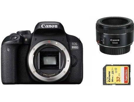 Kit Máquina Fotográfica Reflex CANON EOS 800D + EF 50mm F1.8 STM + 32GB SD