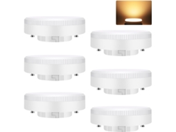 Nettlife Pack De 6 Lâmpadas Led Gx53 Ultra Slim De 5 W (equiv. 50 W), Branco Quente 3000k, 74 × 25 Mm, Sem Cintilação, Para Iluminação Sob Armários