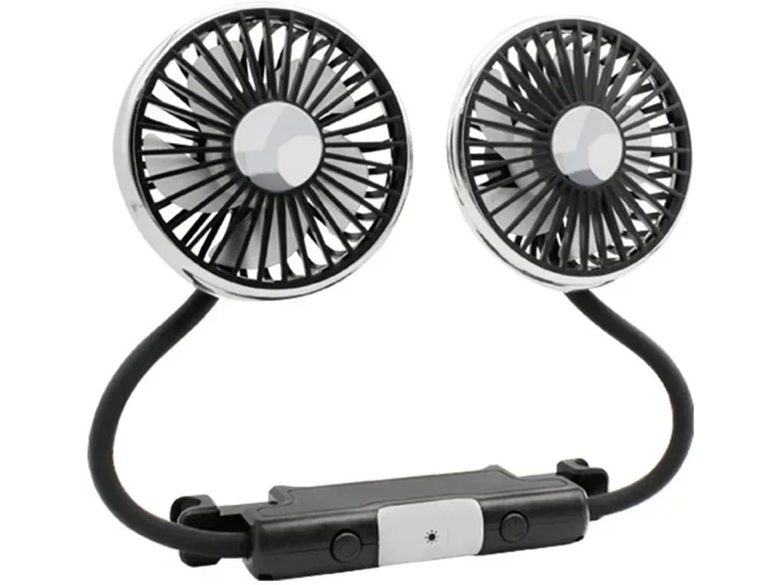 Ventilador Elétrico Para Banco Traseiro De Carro Carregamento Usb Com Duas Cabeças Rotação 360 Graus Acessório Verão