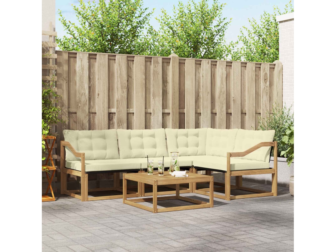 Vidaxl Conjunto De Sofás Para Exterior 5 Pcs Branco E Creme