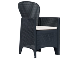 Conjunto Bistrô 3 Pcs MAISON EXCLUSIVE Plástico Antracite com Aspeto de Vime