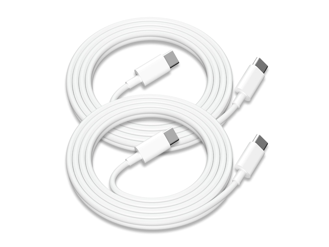 Pack 2 Cabos Usb-c Para Usb-c De 1,5 M, Plástico, Carregamento Rápido E Compatibilidade Com Iphone 15 A 17