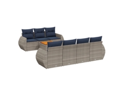 Conjunto de Sofá de Jardim, 8 Peças, Almofadas, Rattan Cinza MAISON EXCLUSIVE