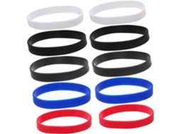 Conjunto de 50 pulseiras de silicone para uso doméstico e feminino, pulseiras esportivas elásticas, pretas, azuis e vermelhas.