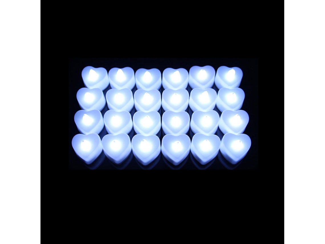 (48 Luzes Brancas Em Formato De Coração) Vela Led Sem Chama, Suporte Eletrônico Para Vela Alimentado Por Bateria, Adequado Para Uso Interno.