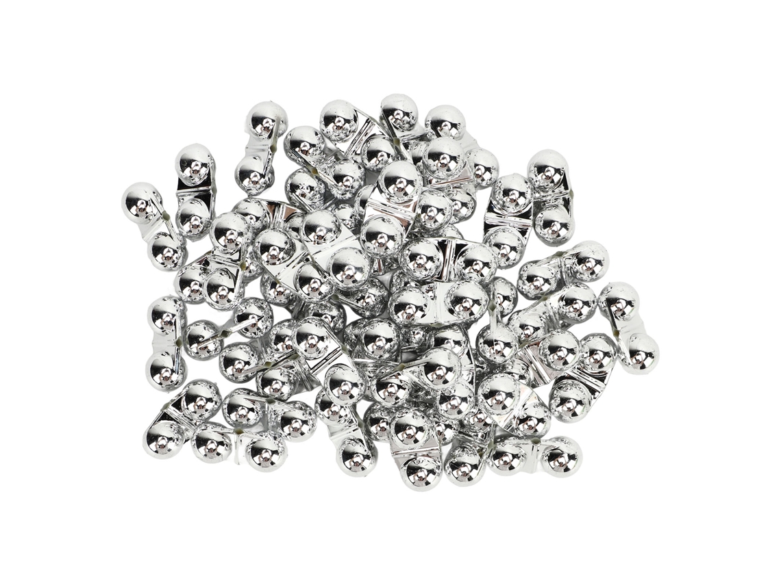 50 cascabeles de pesca de metal duplo com caixa plástica para atrair peixes, prata S/MARCA