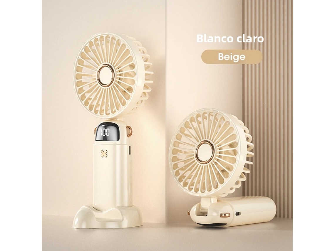 Mini ventilador MDUG USB portátil dobrável com visor digital e 5 velocidades