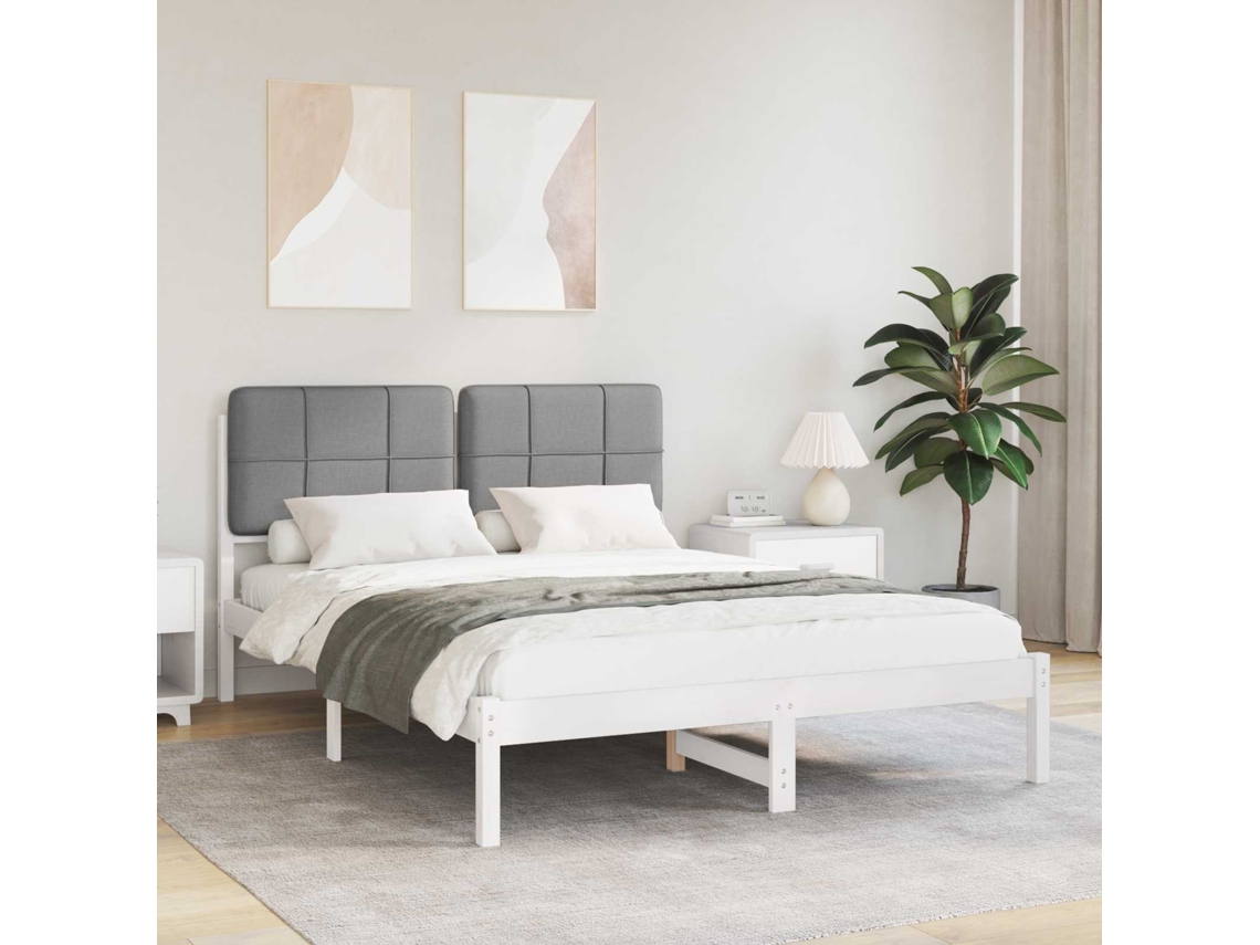 Vidaxl Estrutura De Cama Com Cabeceira Estofada Cinzento-claro