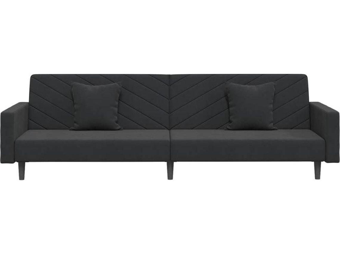 vidaXL Sofácama de 2 lugares c/ 2 almofadas/apoio pés veludo preto Worten.pt