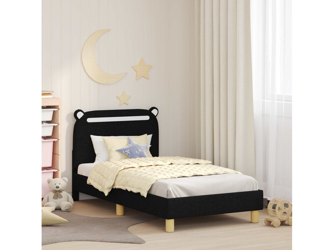 Vidaxl Estrutura De Cama Infantil Com Cabeceira Preto 80 X 160 Cm
