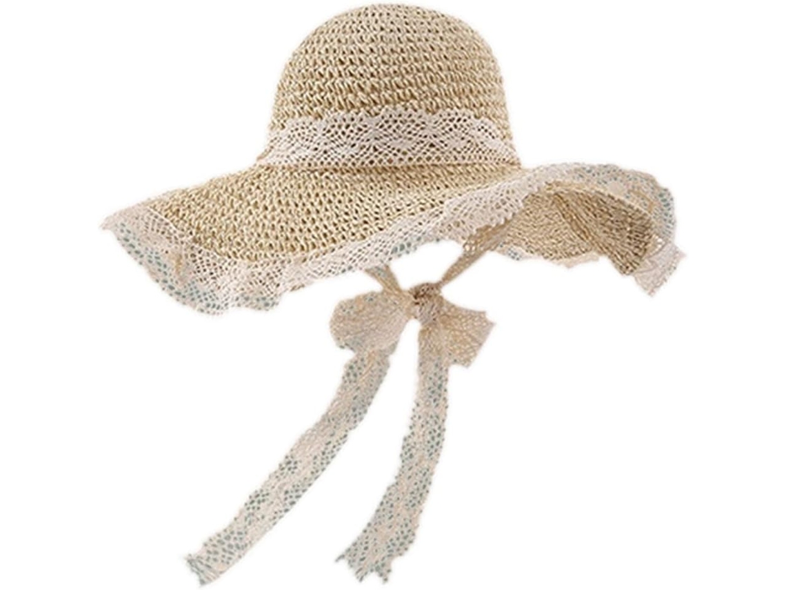 Chapéu De Palha Dobrável Feminino Com Aba Para Praia, Segundo Imagem. Tamanho único.
