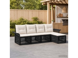 Vidaxl Conjunto De Sofá De Jardim 5 Unid. Preto Vime Pe