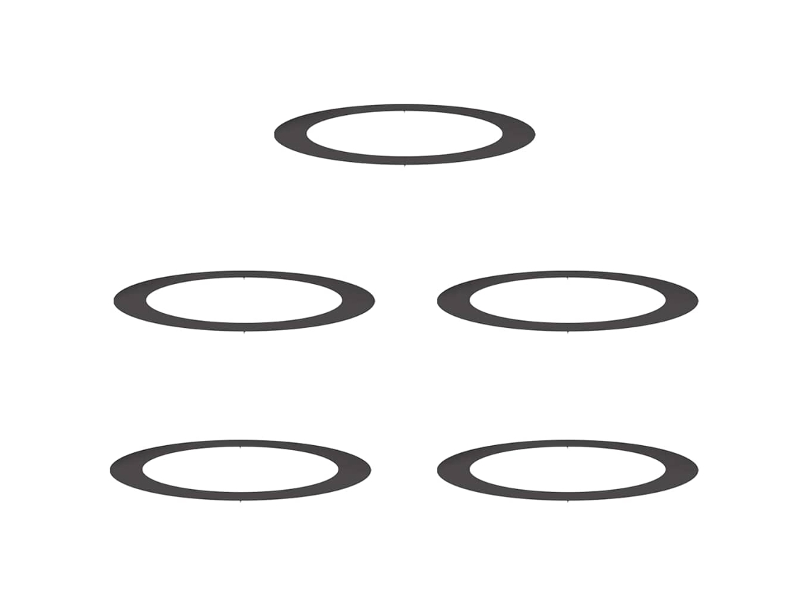 Conjunto 5 Árvore Decorativa Vidaxl Preto Aço (ø90/120 Cm)