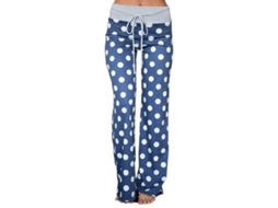 2026 pantalones de Salón Anchos Con Estampado Floral Elástico Y Cordón Ajustable para Mujer XL Blue2