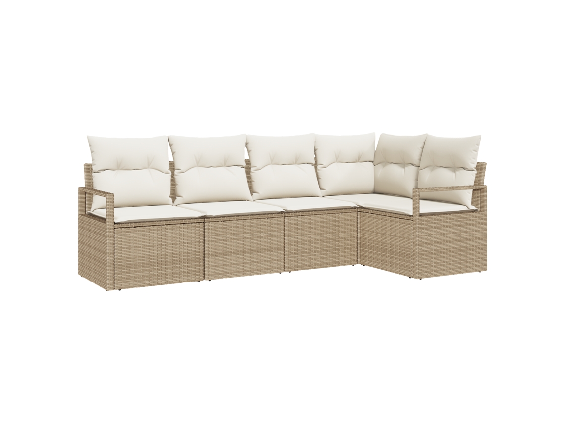 Conjunto 5 Sofá Exterior Vidaxl Bege Vime Pe (232 X 122 X 85 Cm)
