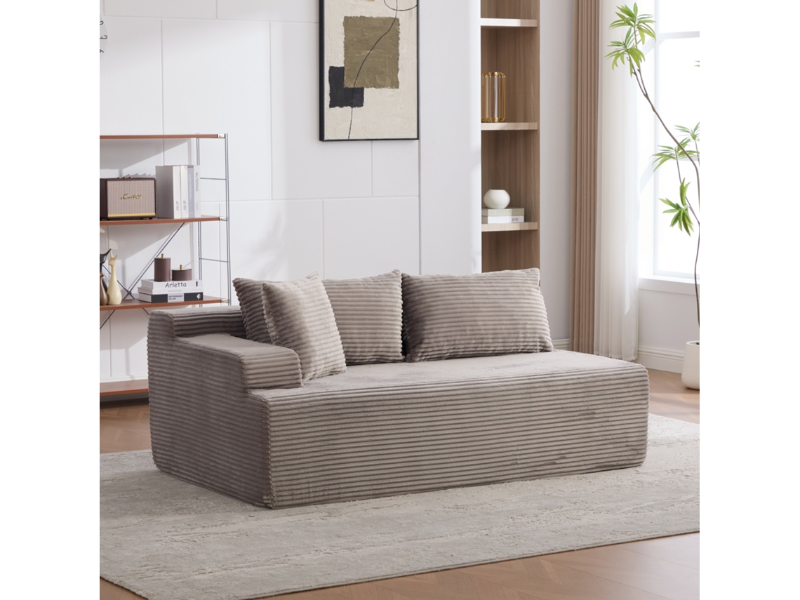 Sofá Modular De Compressão 2 Lugares Em Tecido Chenille Com Espuma 30d Cinzento