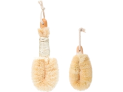 Conjunto De 2 Escovas Esfoliantes Corporais Em Fibra Sisal Natural Com Cabo Ergonômico E Portátil Para Limpeza
