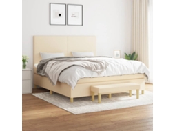 Vidaxl Cama Com Molas/colchão 160x200 Cm Tecido Cor Creme