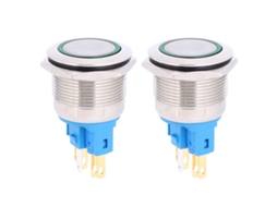 Interruptor De Botão De Pressão De Trava Automática Anel 22mm 6 Pinos 3-6v Dc 2 Peças (verde)